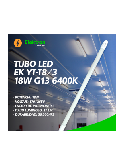 TUBO LED EK YT-T8/3-18W G13 6400K