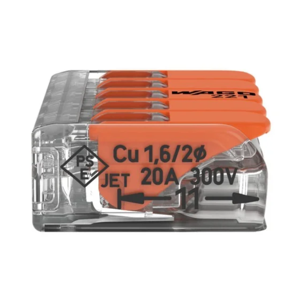 CONECTOR/EMPALME RAP. WAGO 221/415 - 0,5 A 4mm2 (5 CONEX)