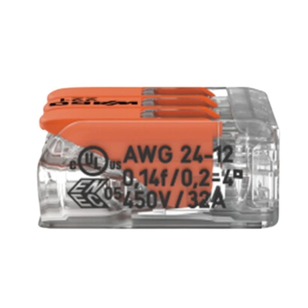 CONECTOR/EMPALME RAP. WAGO 221/413 - 0,5 A 4mm2 (3 CONEX)