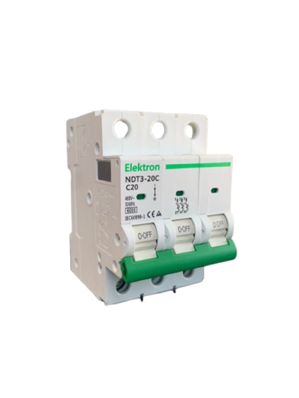 INTERRUPTOR TERMOMAGNÉTICO ACCESORIABLE ELEKTRON 20A 6KA 3P