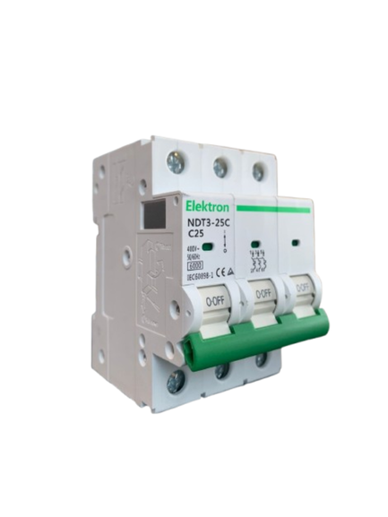 INTERRUPTOR TERMOMAGNÉTICO ACCESORIABLE ELEKTRON 25A 6KA 3P