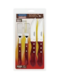 [5140] JUEGO DE CUBIERTOS JUMBO 4PZAS POLYWOOD CEREZO BLISTER TRAMONTI