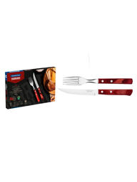 [5136] JUEGO P/ ASADO 12 PZAS. CHURRASCO CEREZO TRAMONTINA